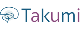 Logotipo takumi generando la forma de un cerebro