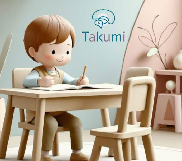 Niño sentado en la mesa de un salón de clases