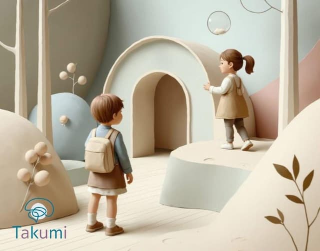 Dos niños entrando a la escuela